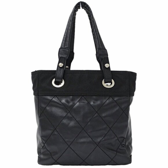 CHANEL Black Coated Canvas Tote Bag - Picture 3 of 16